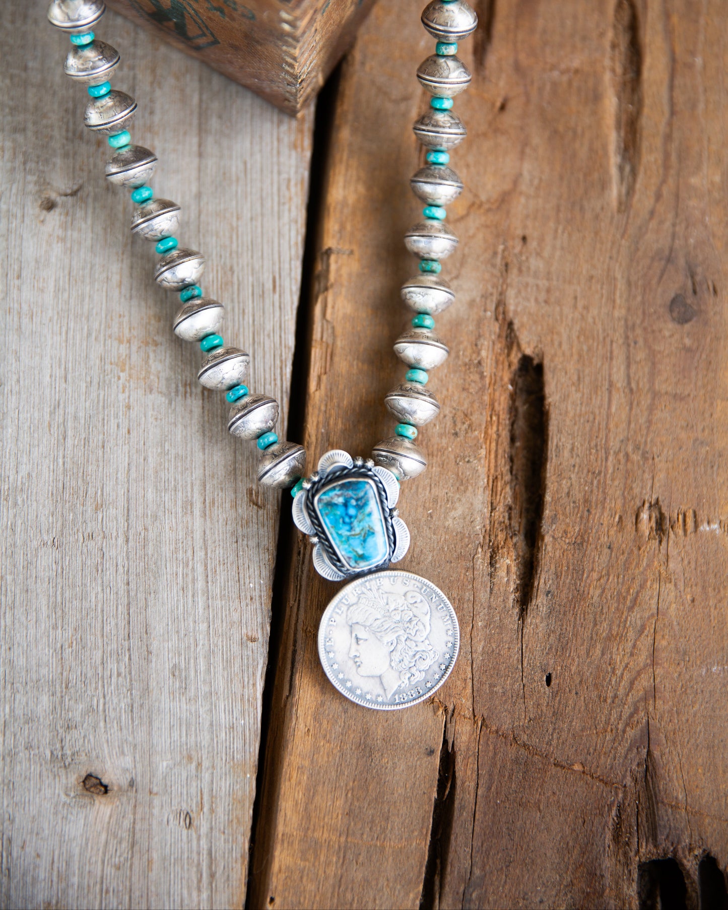 The Hawley | Mercury Dime & Kingman Turquoise Necklace by James McCabe