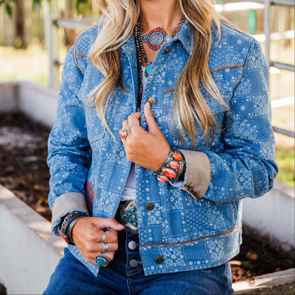 The Rose Garden Rodeo | Denim Paisley Embroidered Jacket by Rodeo Quincy