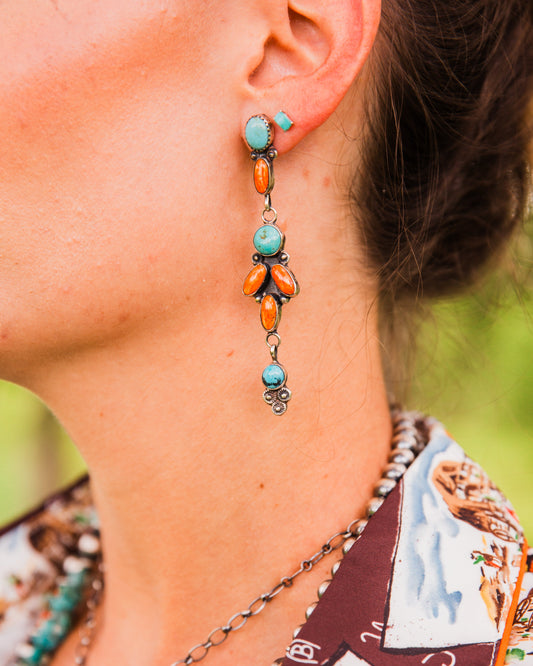 The Drigg’s | Orange Spiny and Turquoise Earrings by Jacqueline Silver