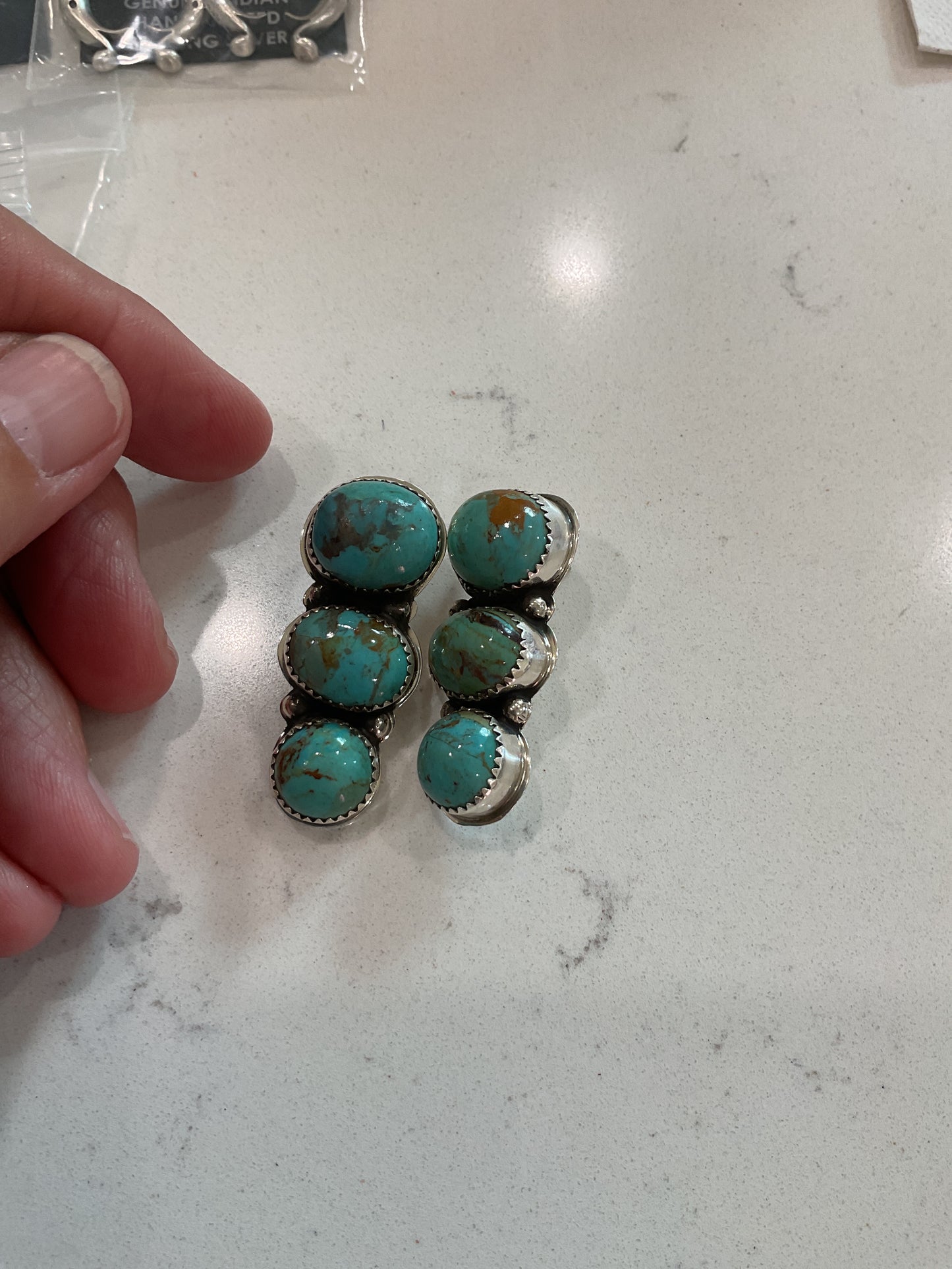 The Medinas | 3 Stone Turquoise Earrings