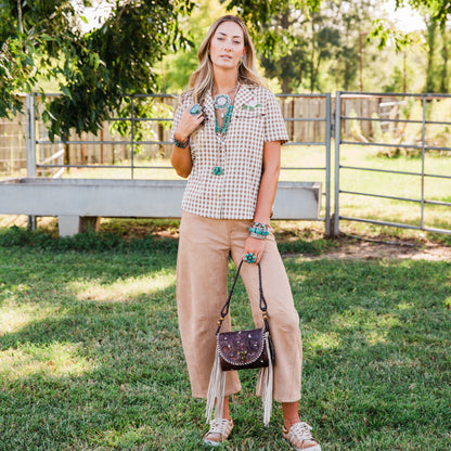 The Silverton | Faux Tan Suede Barrel Pants