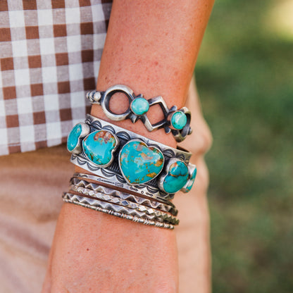 The Barlett | Double Stone Sonoran Turquoise Cuff by Chimney Butte