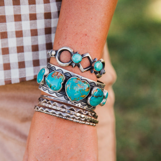 The Barlett | Double Stone Sonoran Turquoise Cuff by Chimney Butte