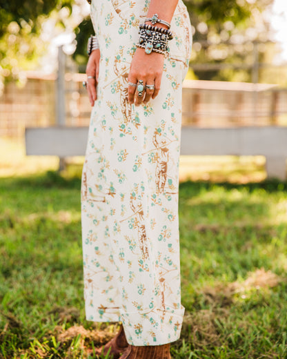 The Auggie’s | Western Print Wide Leg Cuffed Pants