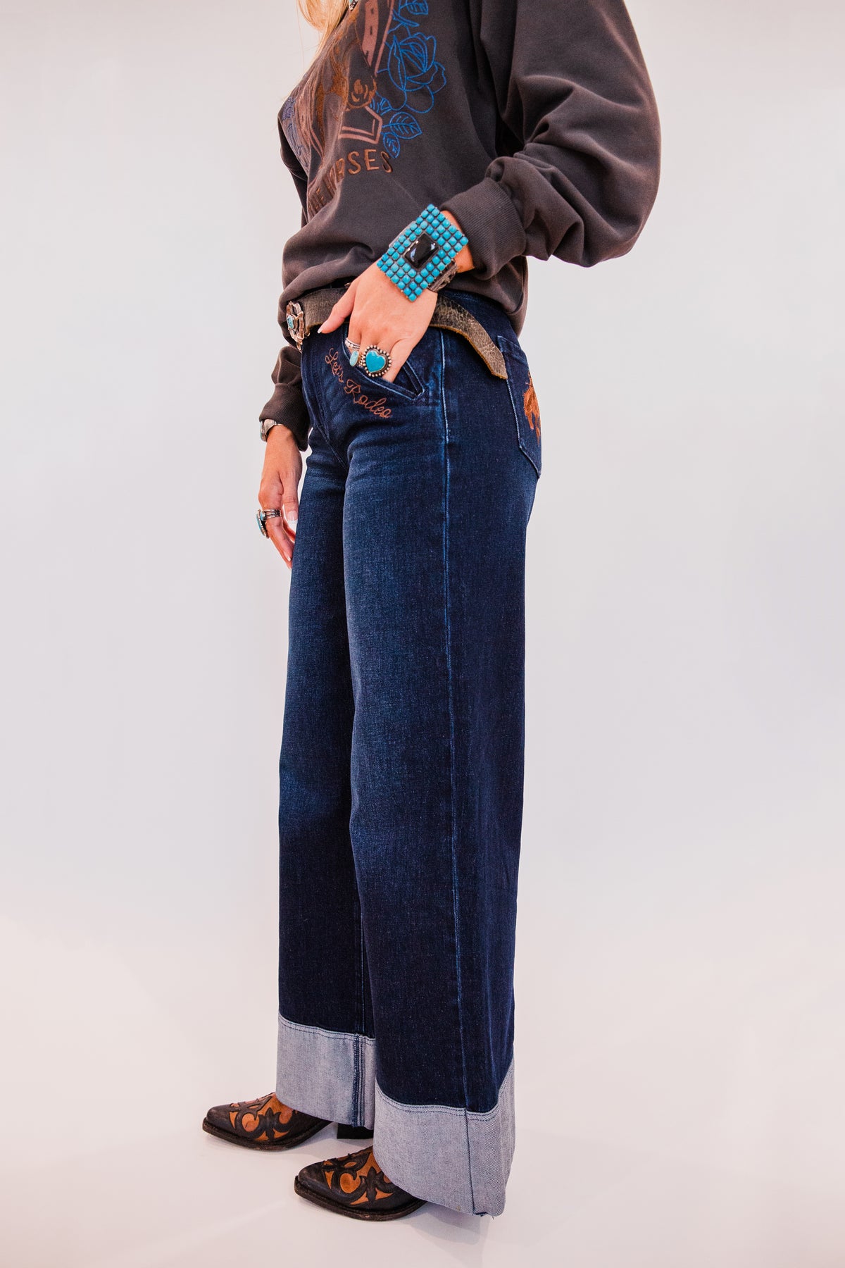 The Luna’s | “Let’s Rodeo” Embroidered Jeans