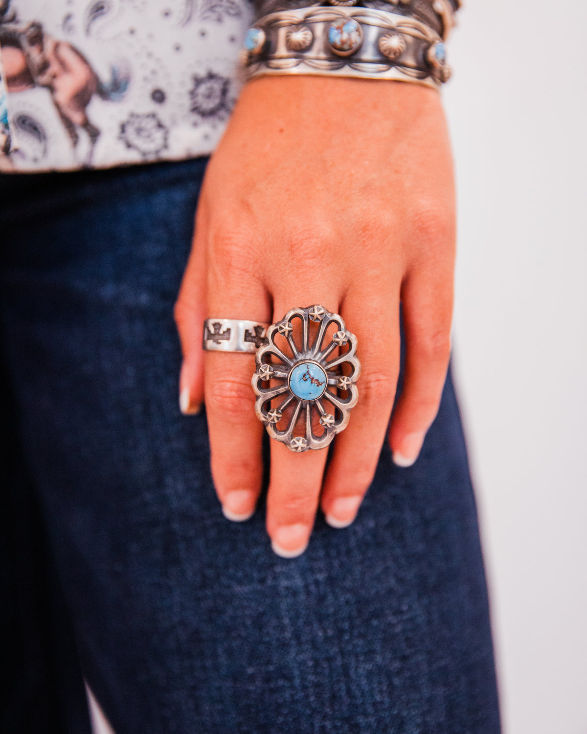The Ponca | Golden Hill Turquoise & Star Ring by Chimney Butte - Size 9
