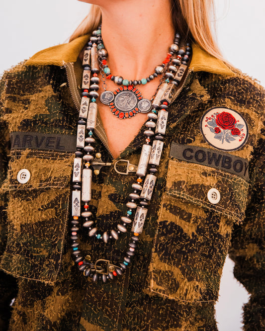 The Judge | Multi Stone Navajo Pearl Necklace + Earring Set by Sharon Cooley
