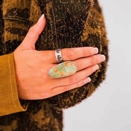 The Heron | Royston Turquoise Ring by Emer Thompson- Size 8.5