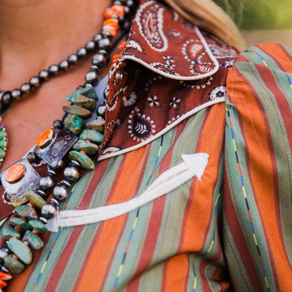 The Benlyn | Stripe & Paisley Long Sleeve Pearl Snap