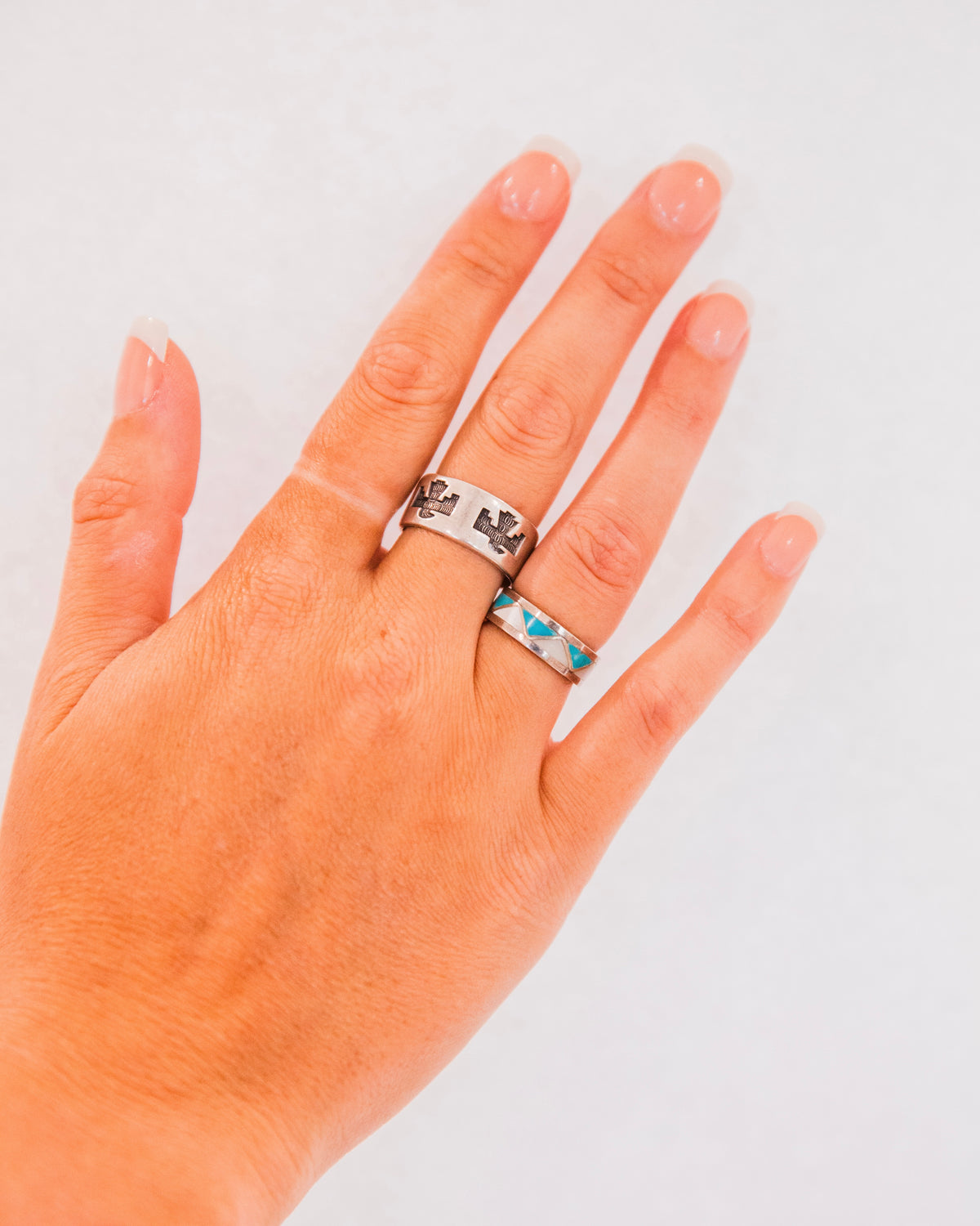 The Talmo | Vintage Turquoise and Mother of Pearl Inlay Ring - Size 6