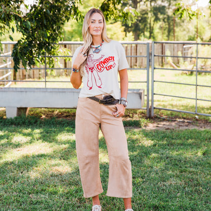 The Cowboy Up | Western Patch Graphic Tee