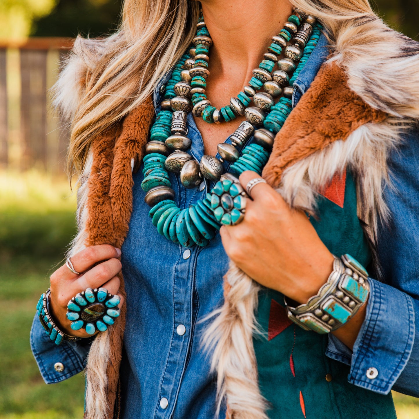 The Norcross | Aztec Suede Embroidered Vest by Tasha Polizzi