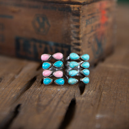 The Canyon | Pink Conch & Turquoise Rings