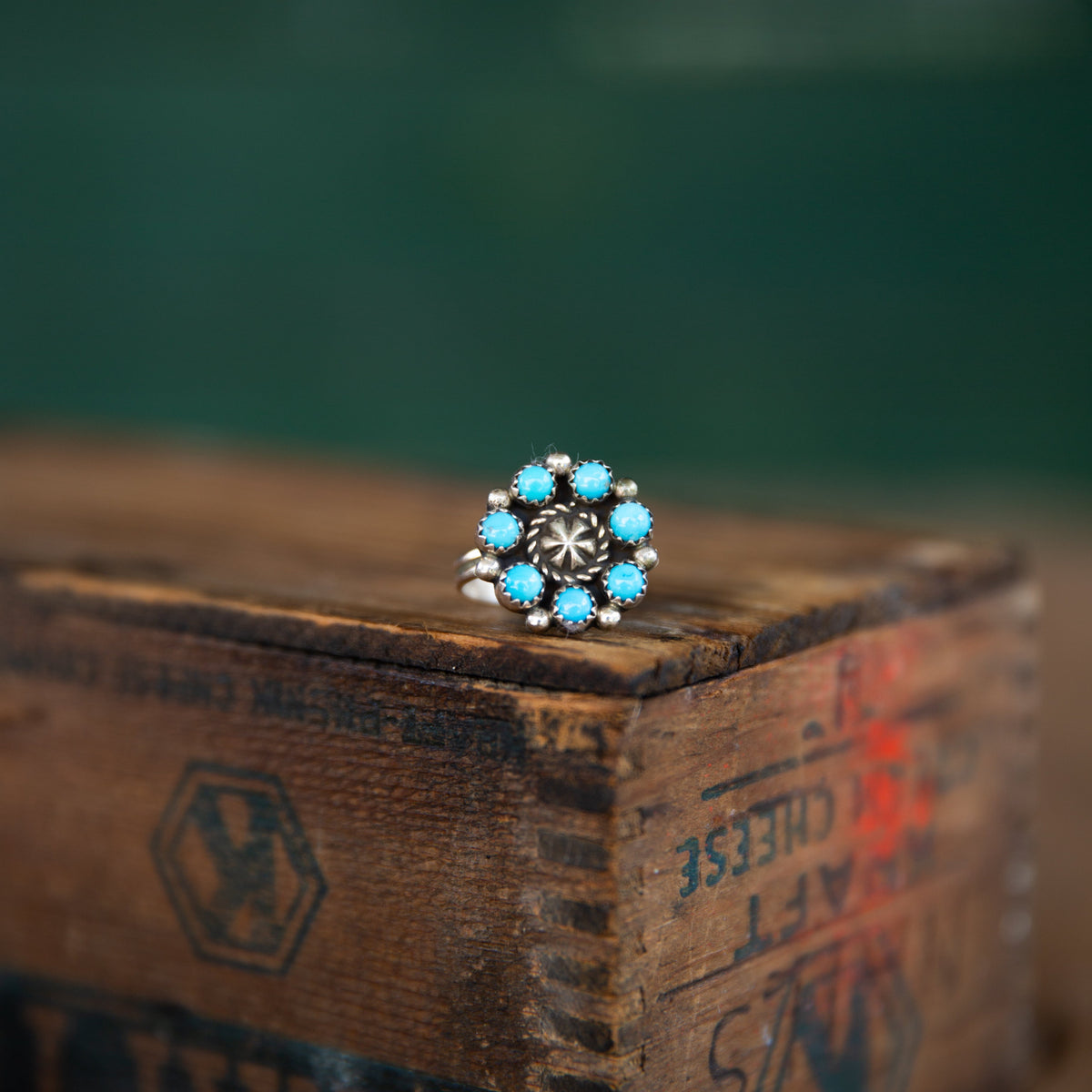 The Cohen | Turquoise Cluster Ring by Fairren Begay
