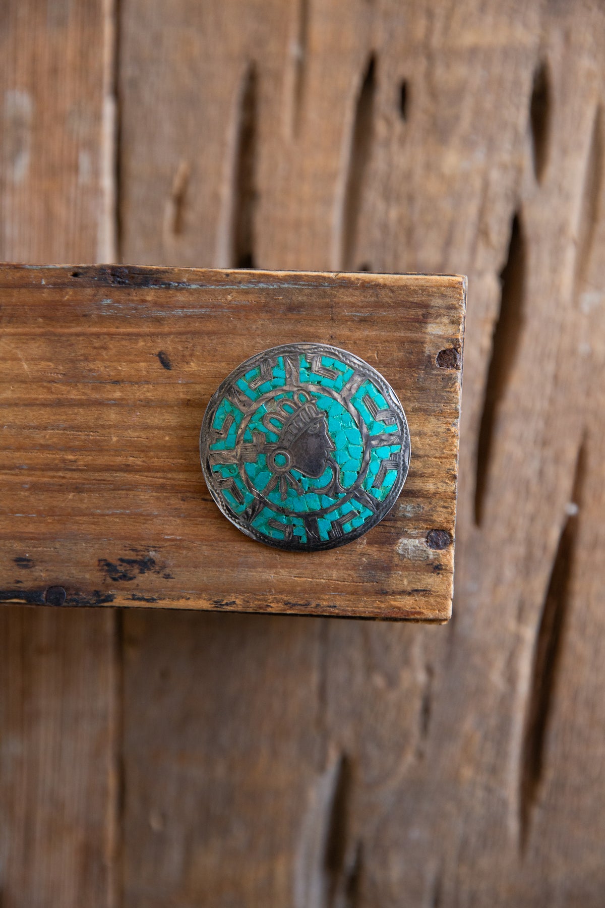 The Chicota | Vintage Turquoise Taxco Indian Head Brooch/Pendant