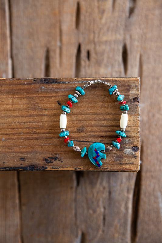 The Rally | Vintage Turquoise and Coral  Bear Bracelet