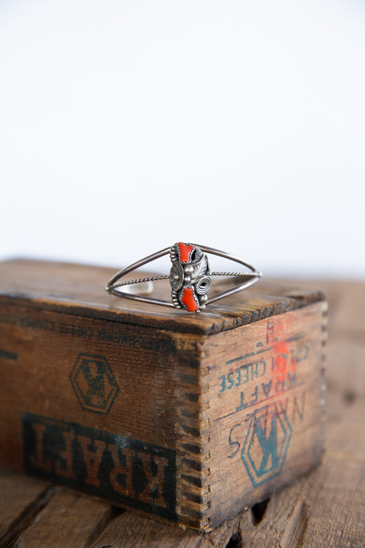 The Delta | Vintage Red Coral Double Stone Cuff