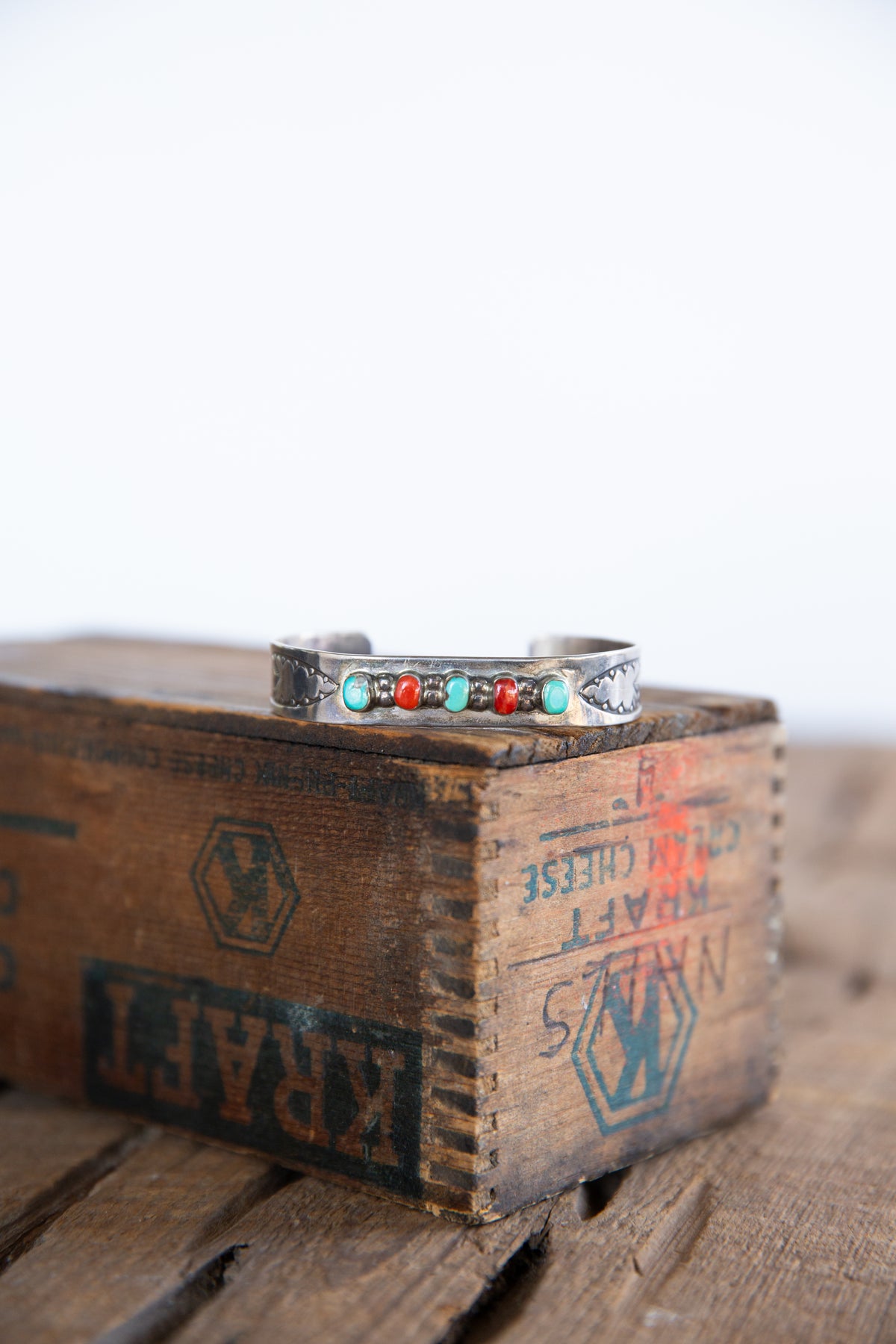 The Sabine | Vintage Turquoise & Red Coral Cuff