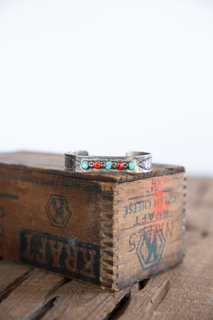 The Sabine | Vintage Turquoise & Red Coral Cuff
