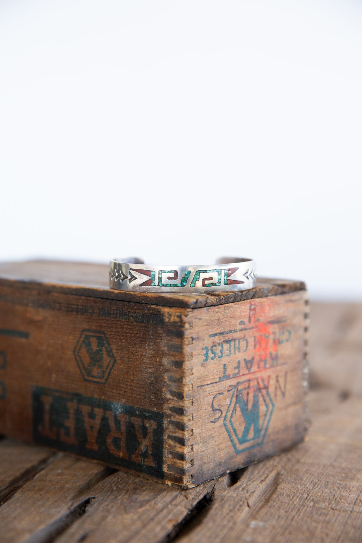 The Monroe | Vintage Crushed Turquoise & Coral Cuff