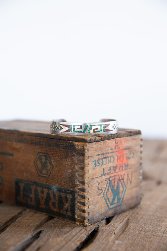 The Monroe | Vintage Crushed Turquoise & Coral Cuff