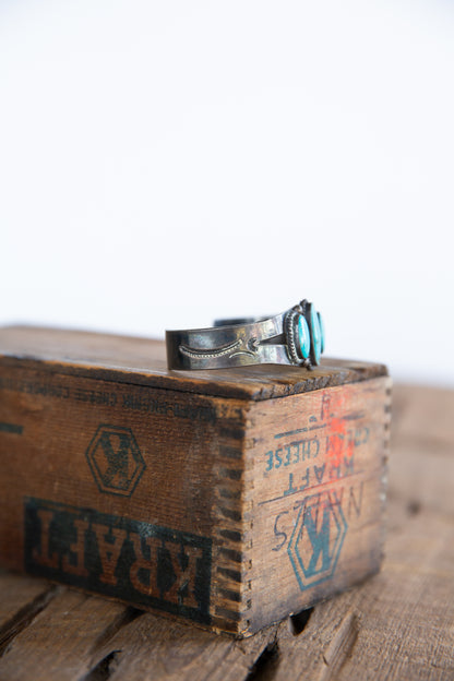 The Fallon | Vintage Turquoise Triple Stone Cuff