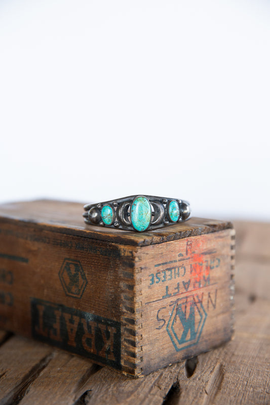 The Ricotta | Vintage Turquoise Triple Stone Cuff