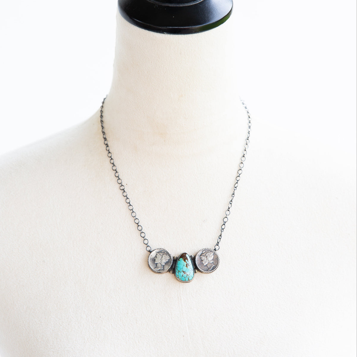 The Mason | Turquoise & Dime Necklace by J. Frank