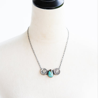 The Mason | Turquoise & Dime Necklace by J. Frank
