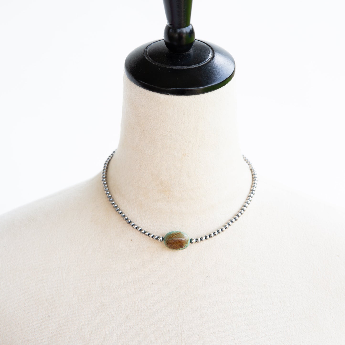 The Brazoria |  #8 Turquoise & Sterling Pearl Necklace