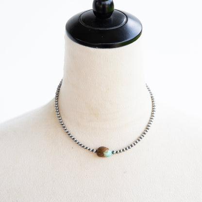 The Brazoria |  #8 Turquoise & Sterling Pearl Necklace