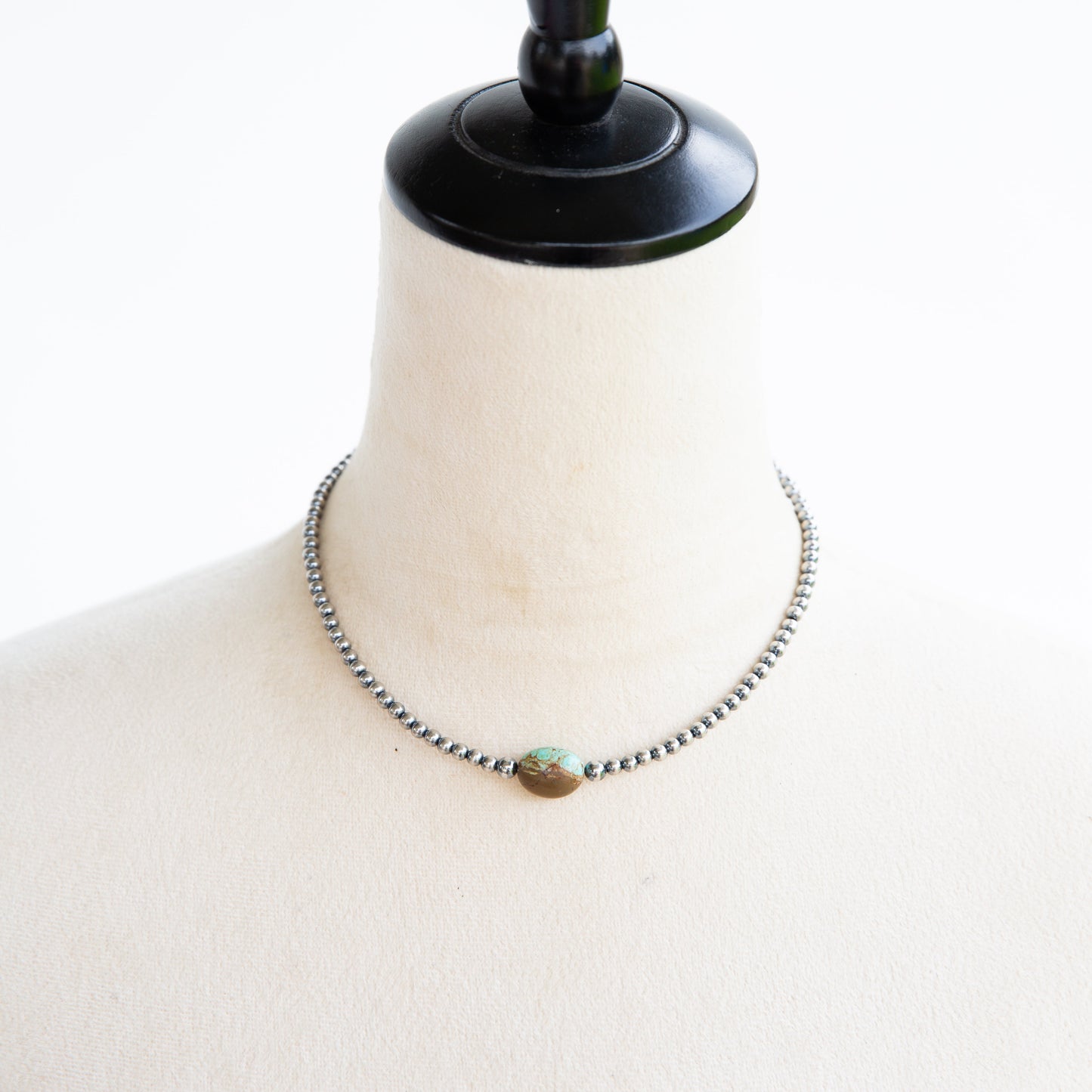 The Brazoria |  #8 Turquoise & Sterling Pearl Necklace