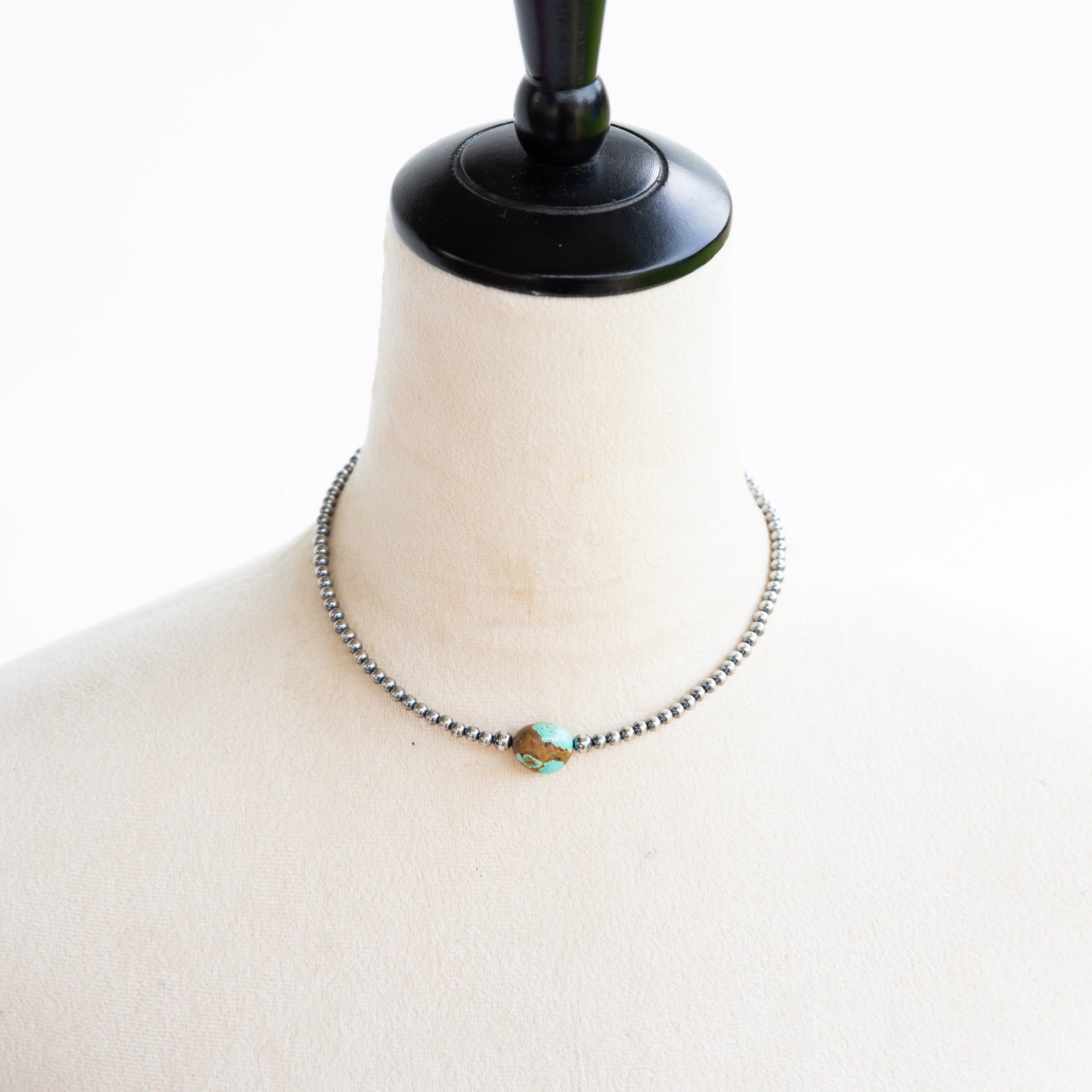 The Brazoria |  #8 Turquoise & Sterling Pearl Necklace