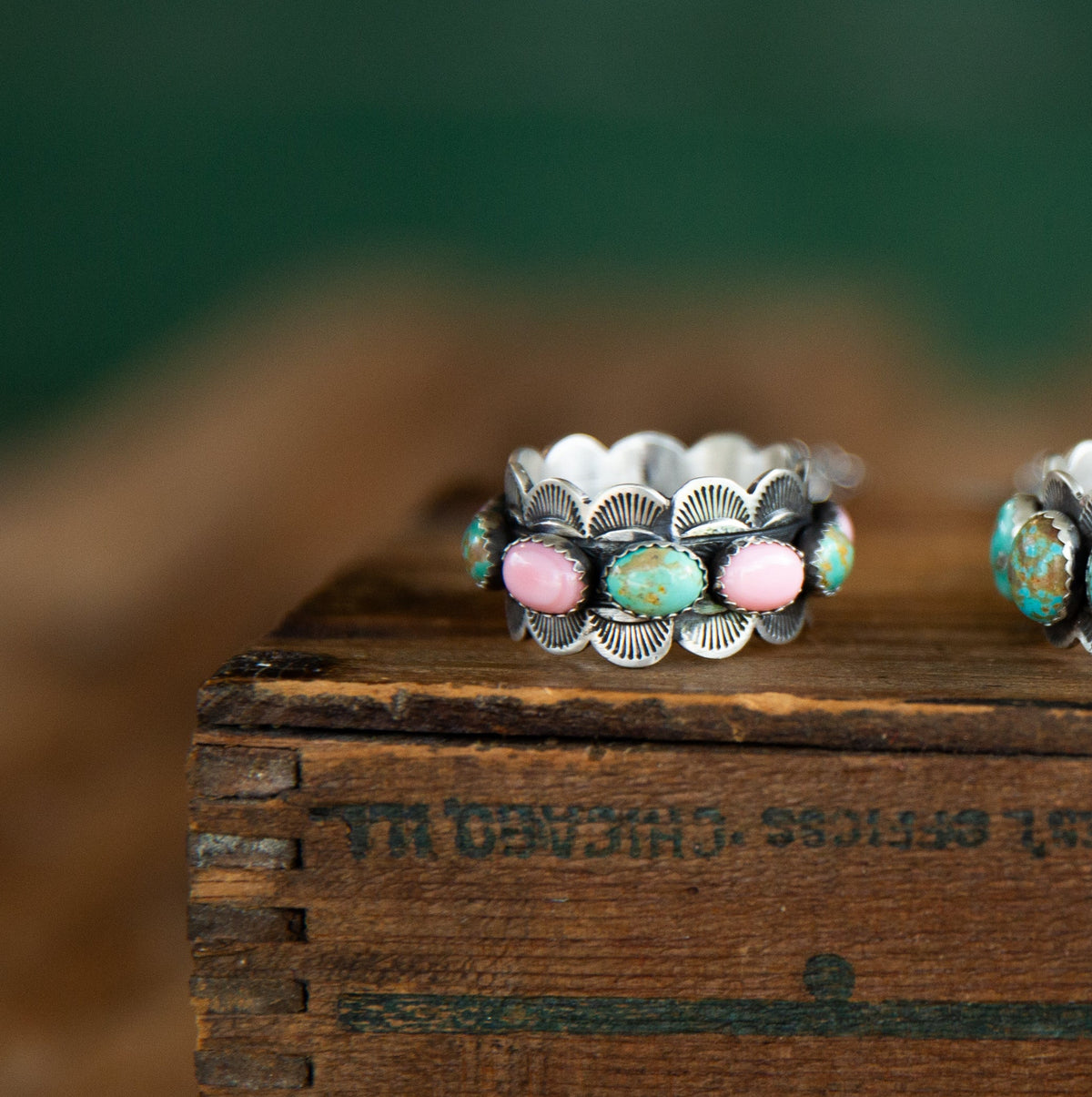 The Eden | Pink Conch and Turquoise Circle Necklace