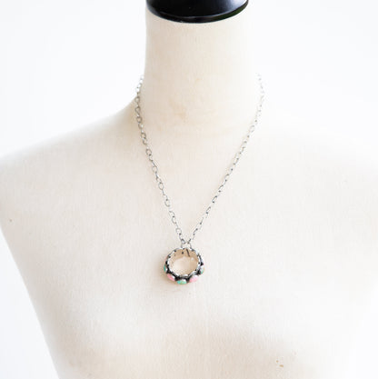 The Eden | Pink Conch and Turquoise Circle Necklace