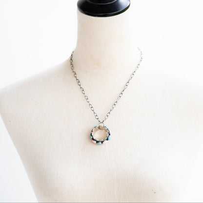 The Tymira | Pink Conch and Turquoise Circle Necklace