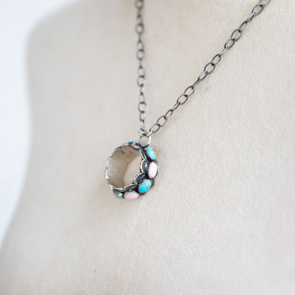 The Tymira | Pink Conch and Turquoise Circle Necklace