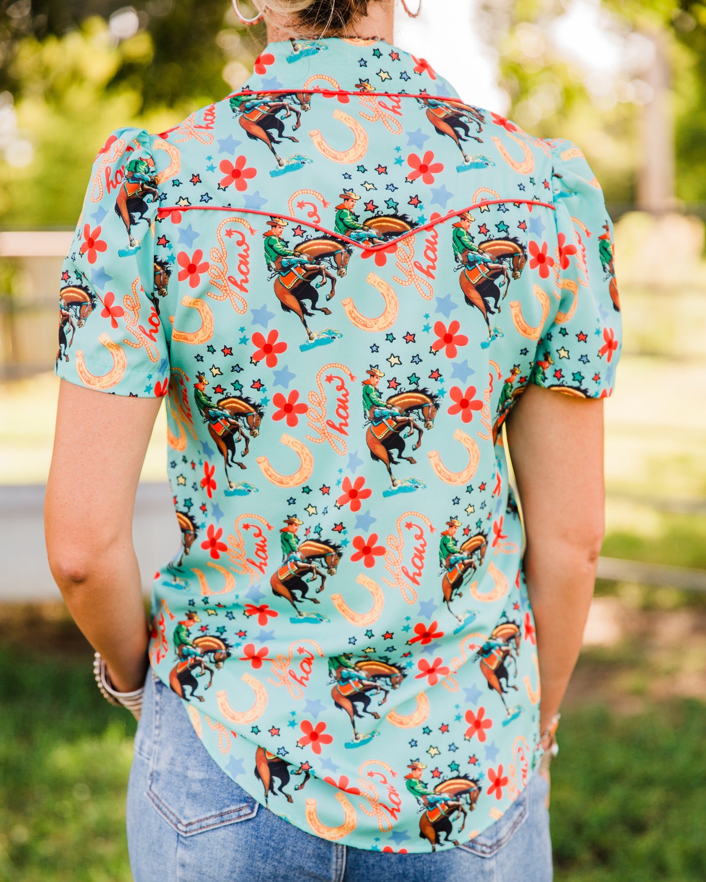 The Tino | Pearl Snap Western Print Top