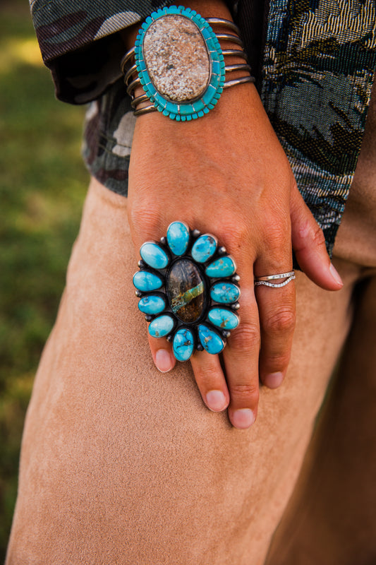 The Kolie | Blackjack & Turquoise Ring by Antionette Martinez - Size 6.5