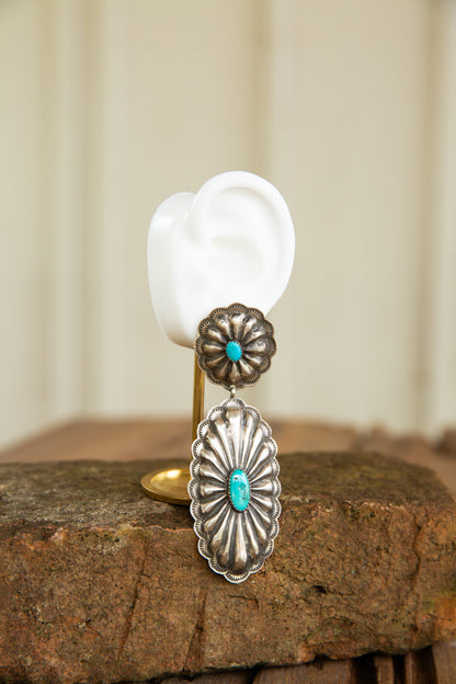 The Rylynn’s | Vintage Concho and Turquoise Dangle Earrings by Rita Lee