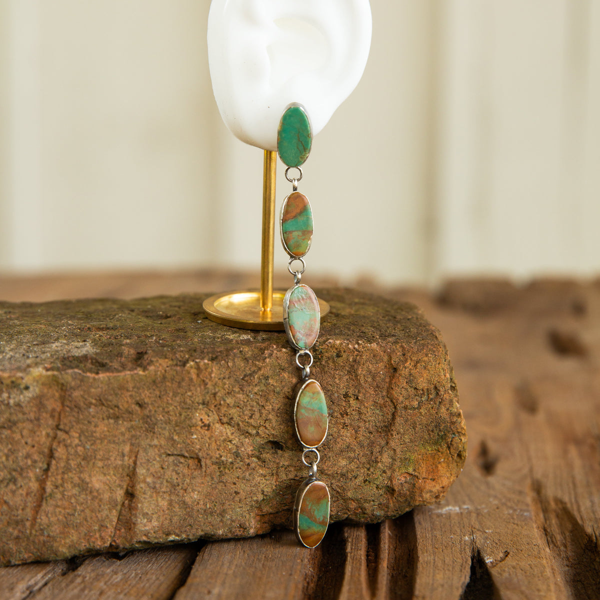 The Gypsy’s | 5 Stone Dangle Turquoise Earrings by Jaqueline Silver