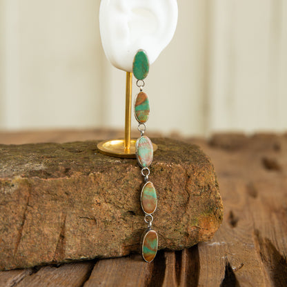 The Gypsy’s | 5 Stone Dangle Turquoise Earrings by Jaqueline Silver