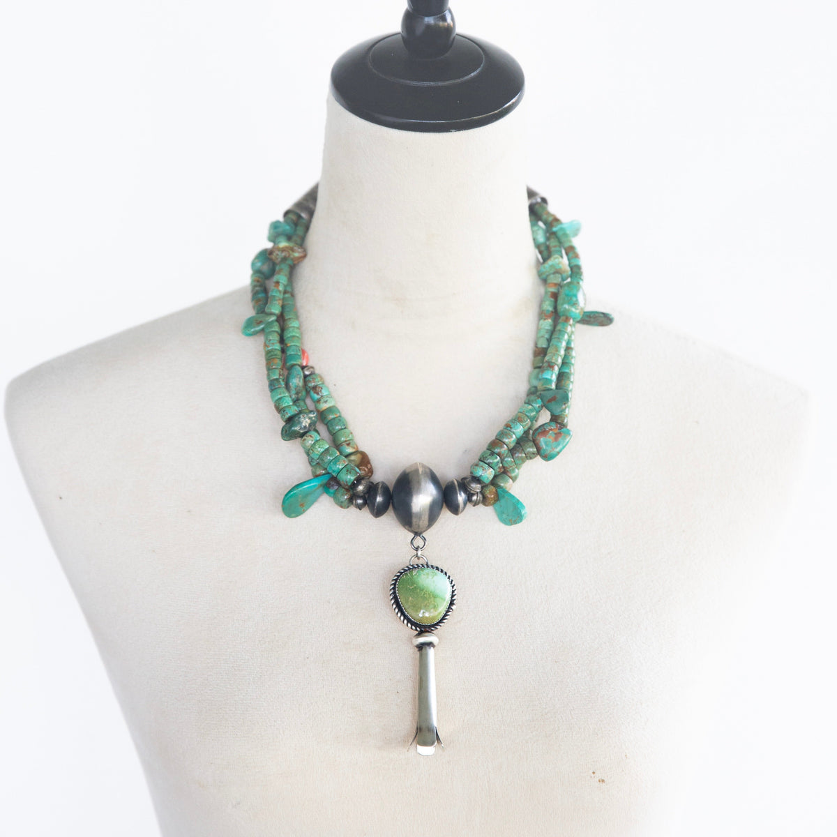 The Alpha | Vintage Mixed Stone Necklace with Pendant by Erick and Amelia Lewis Begay