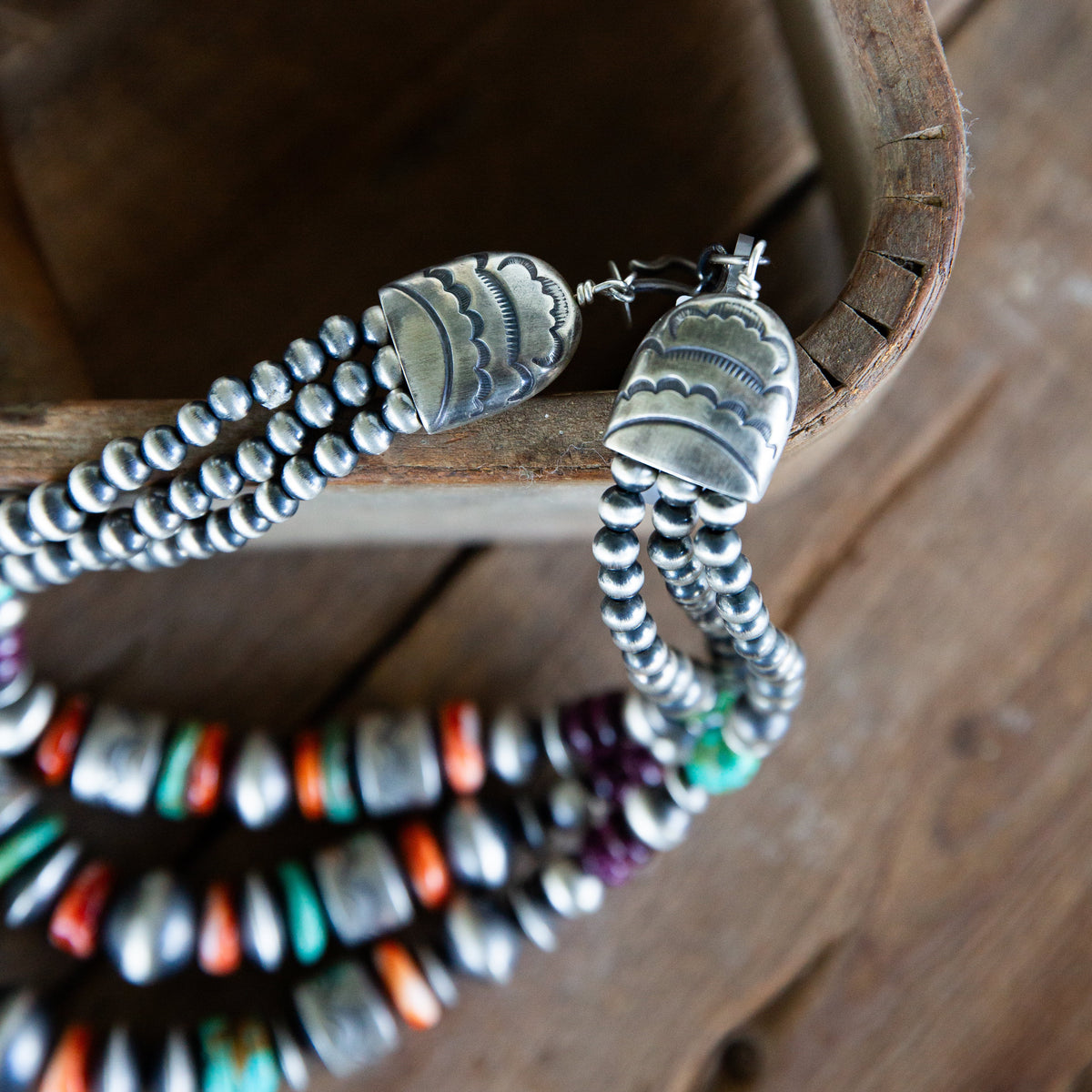 The Eclectic | 3 Strand Multi Stone Pearl Necklace by Rose Martin