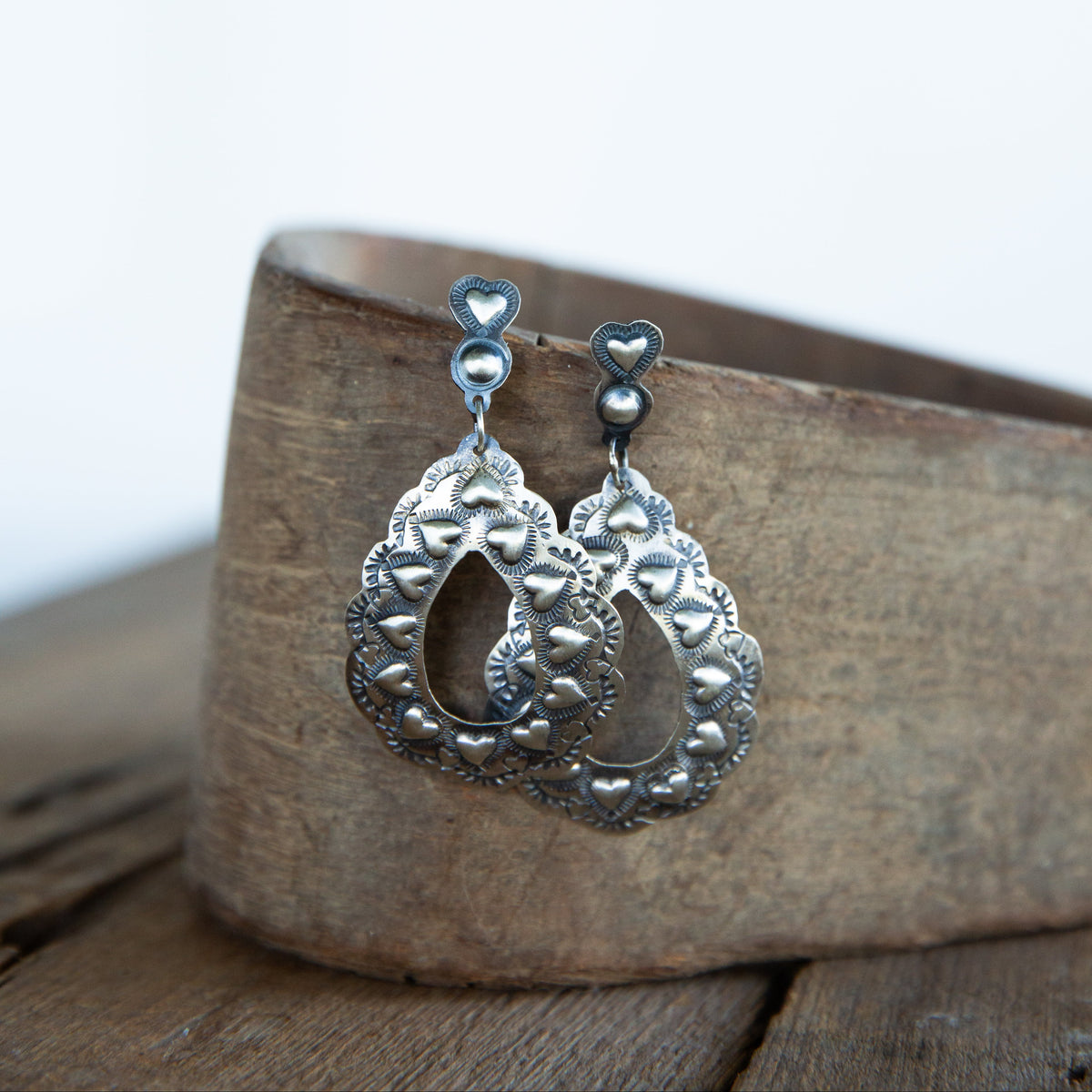 The Jeanna’s | Silver Heart Dangle Earrings by Gabrielle Yazzie