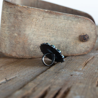 The Fiona | Adjustable Old Pawn Turquoise Cluster Ring