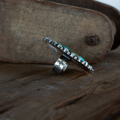 The Roan | Adjustable Turquoise and Mother of Pearl Ring by Lorenzo Chee