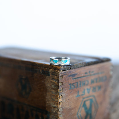 The Talmo | Vintage Turquoise and Mother of Pearl Inlay Ring - Size 6