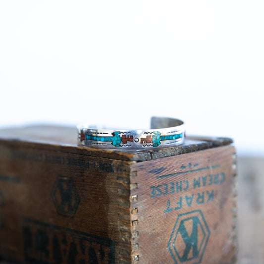 The Verity | Vintage Turquoise and Coral Cuff