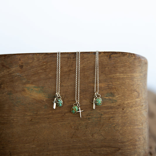 The Faith | Handmade Cross & Mine 8 Turquoise Necklace